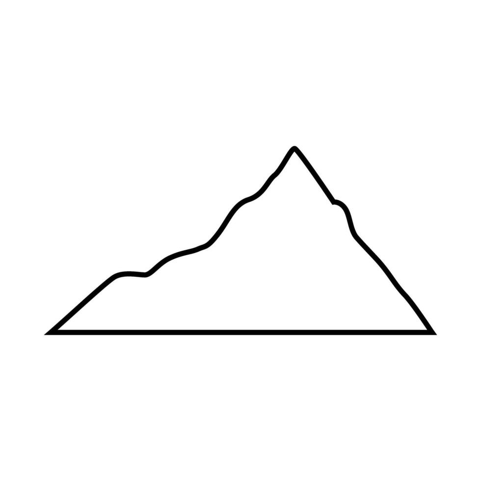 Mountain peak icon white background, line style, illustration vector