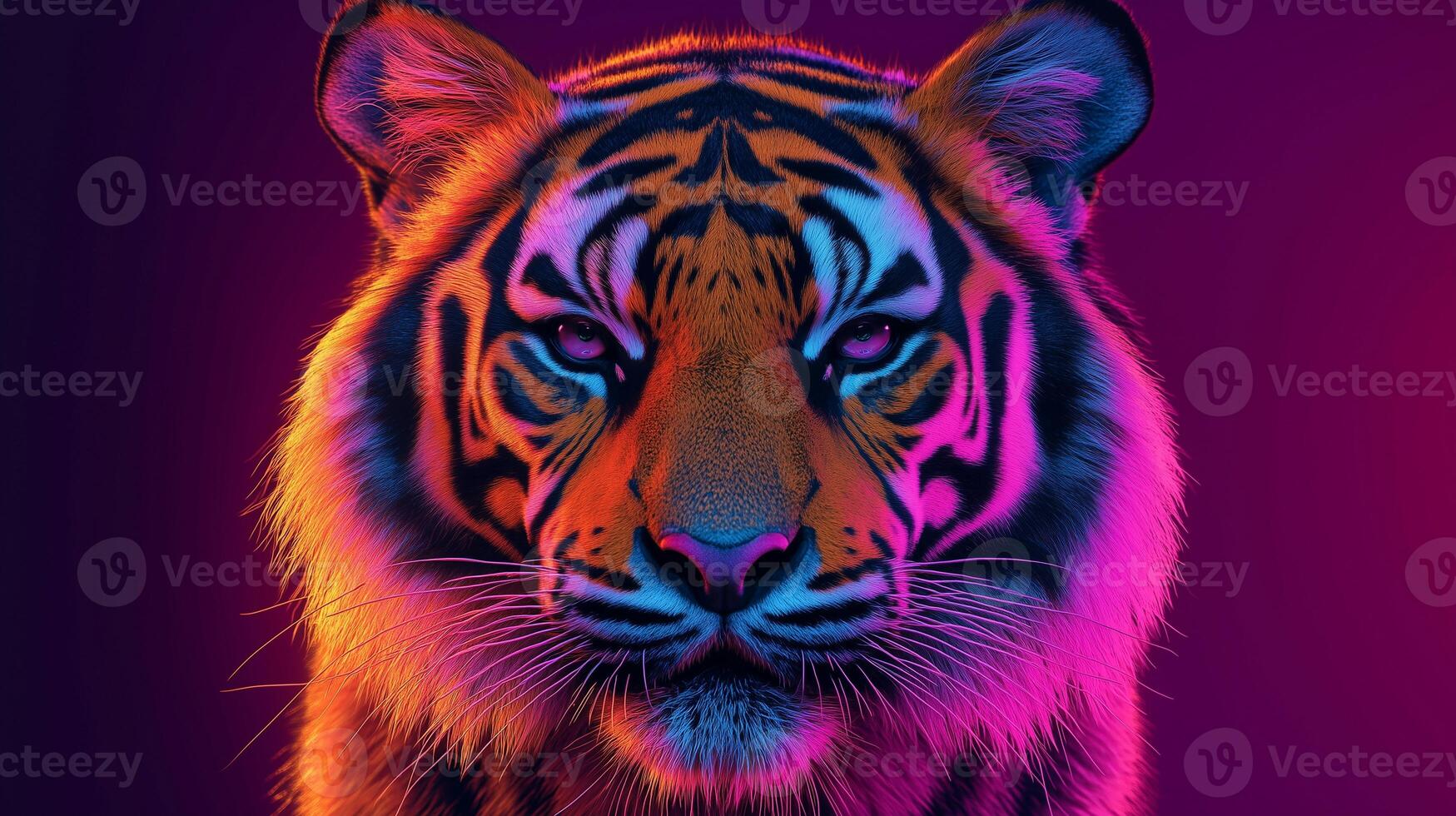 Colorful pop art tiger portrait showcasing vibrant hues and bold lines in a modern artistic style photo