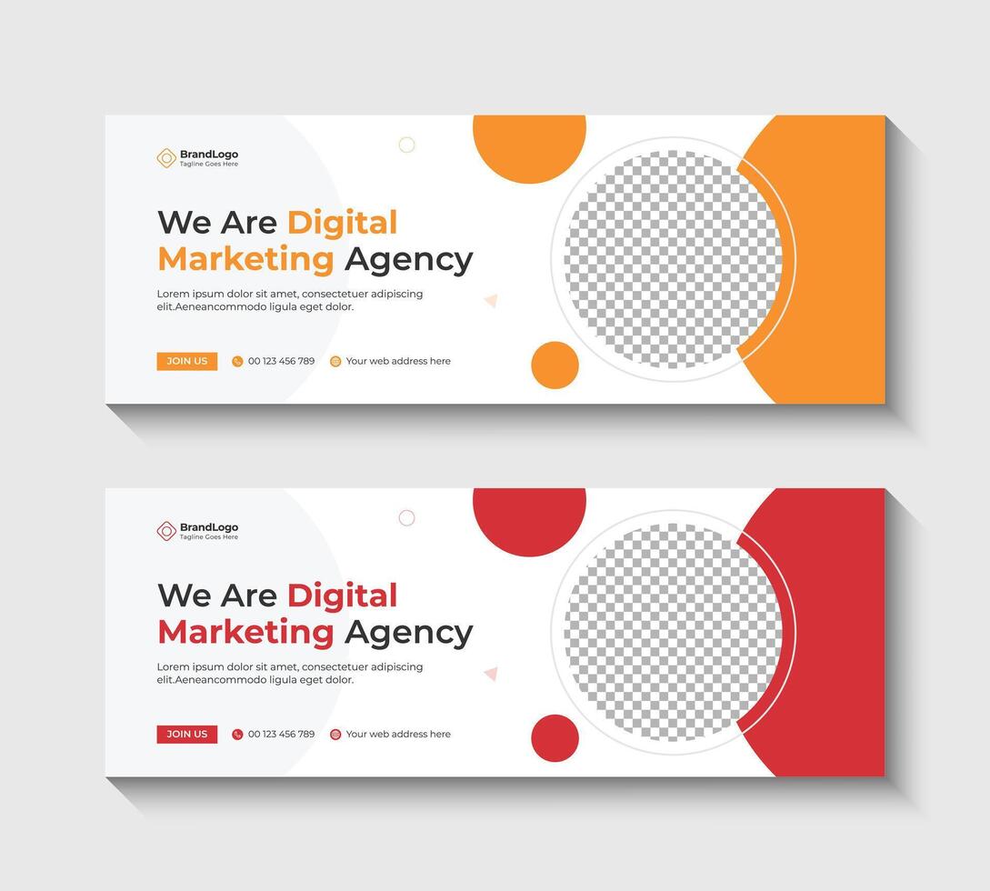 Digital marketing Agency business social cover and web banner ad design template. Use for social media, social media post design template, file with layered and . vector
