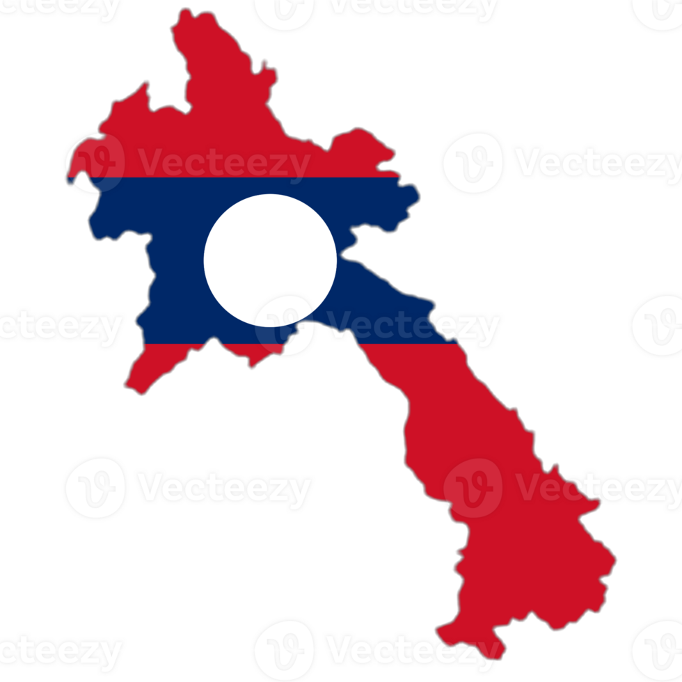 Laos flag on the map png