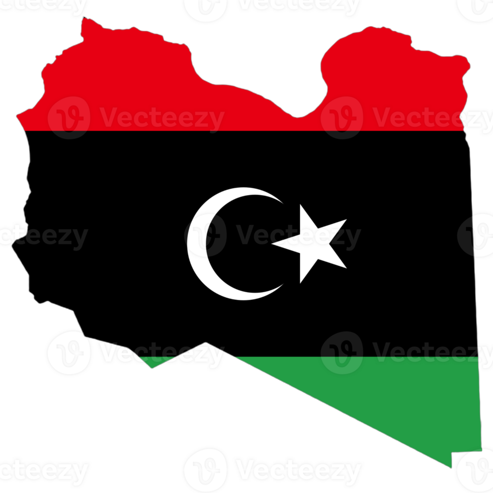 Libya flag on the map png