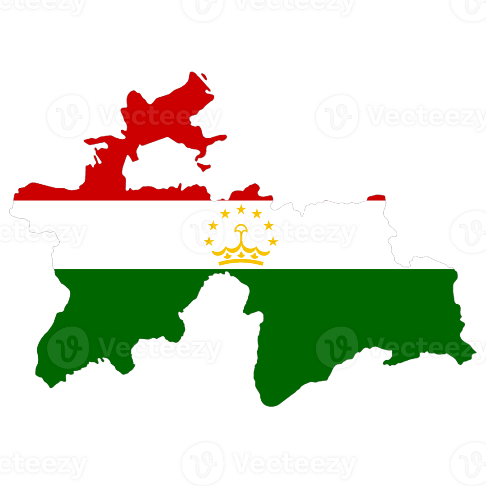Tajikistan flag on the map png