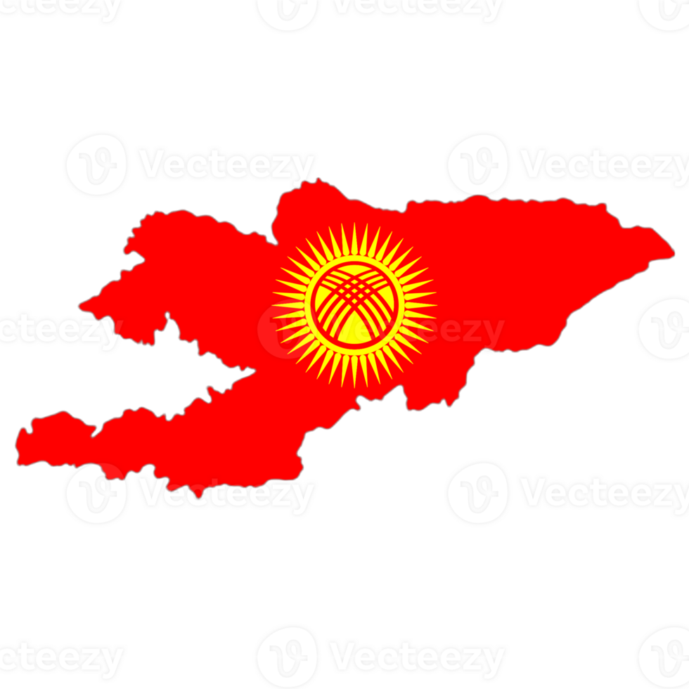 Kyrgyzstan flag on the map png