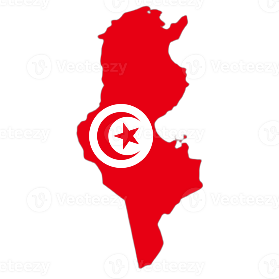 Tunisia flag on the map png