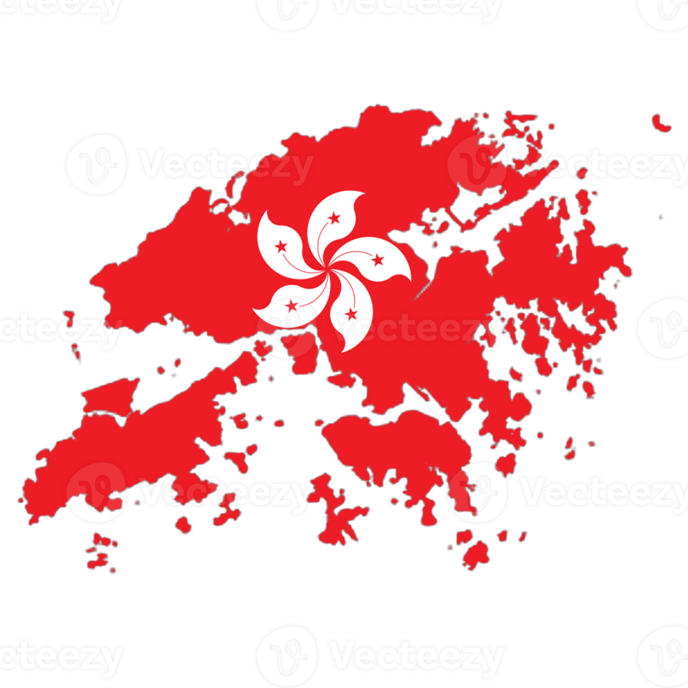 Hong Kong flag on the map png