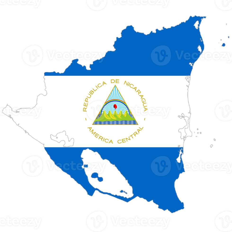 Nicaragua flag on the map png
