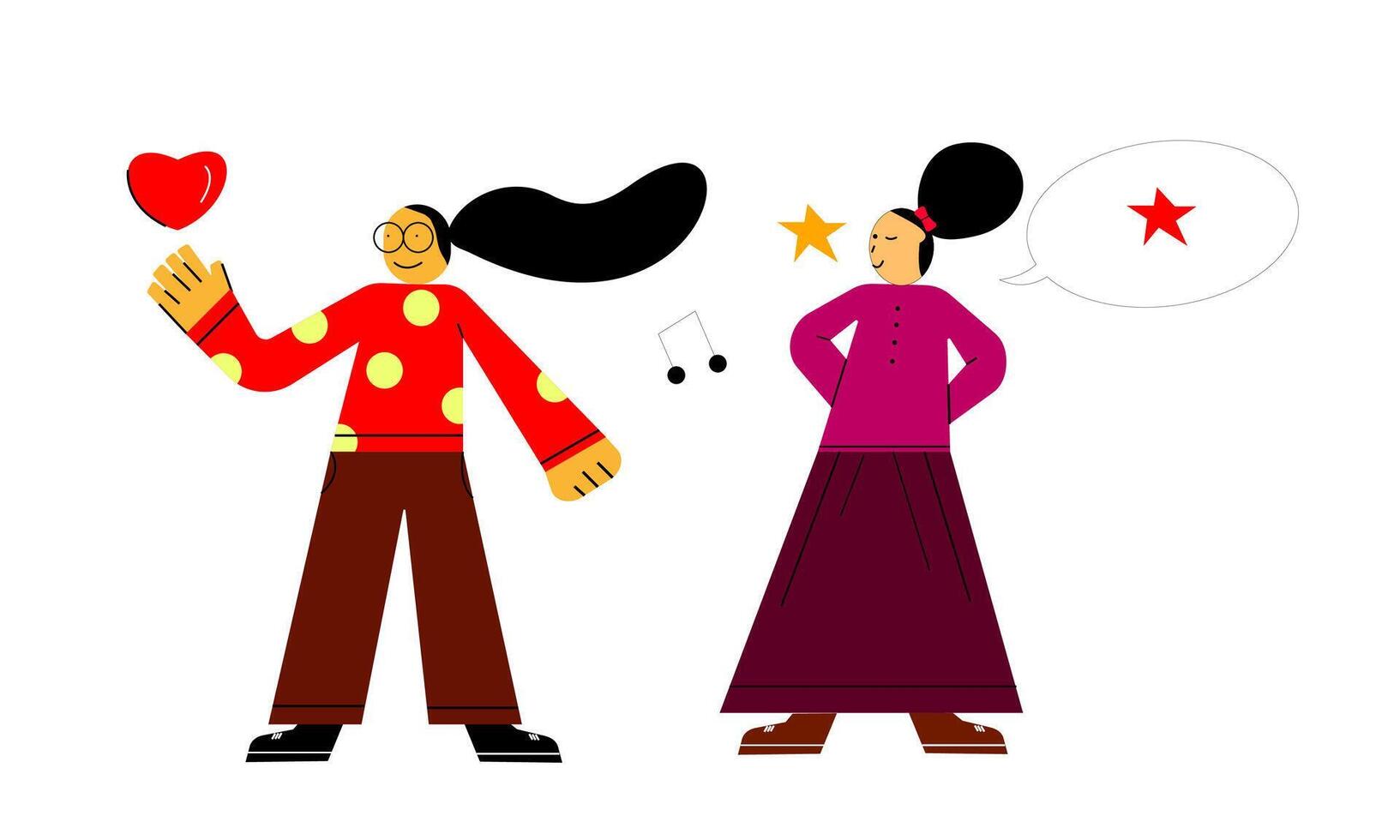 the woman stood up and greeted with a cheerful face vector