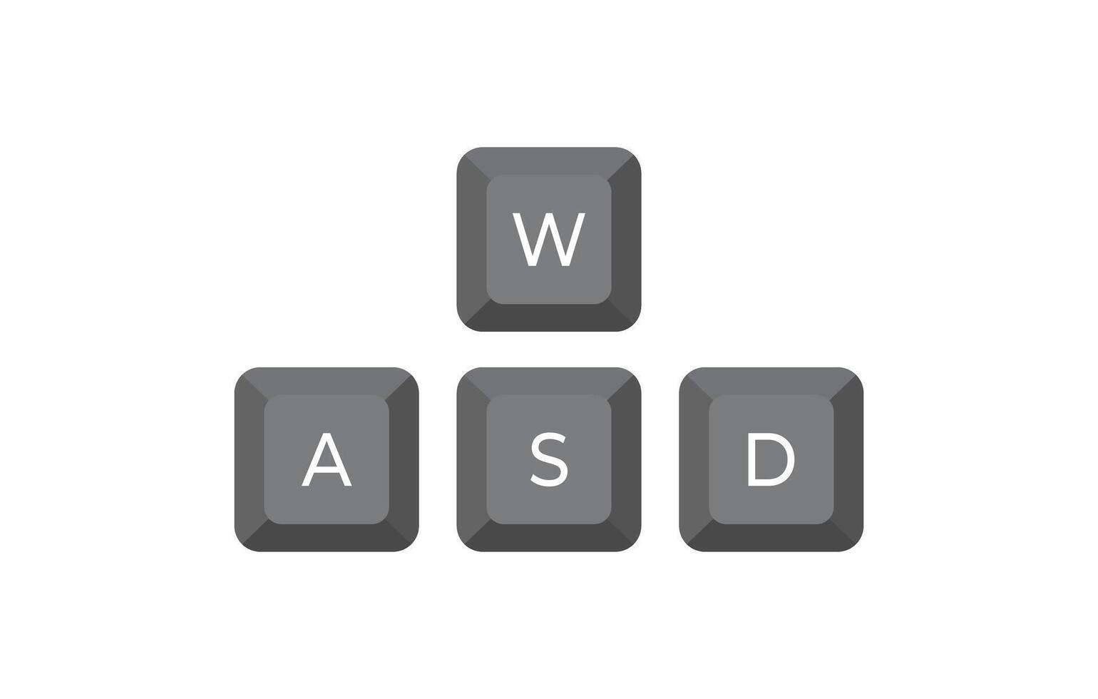 Keyboard control keys A,W,S,D in flat style vector