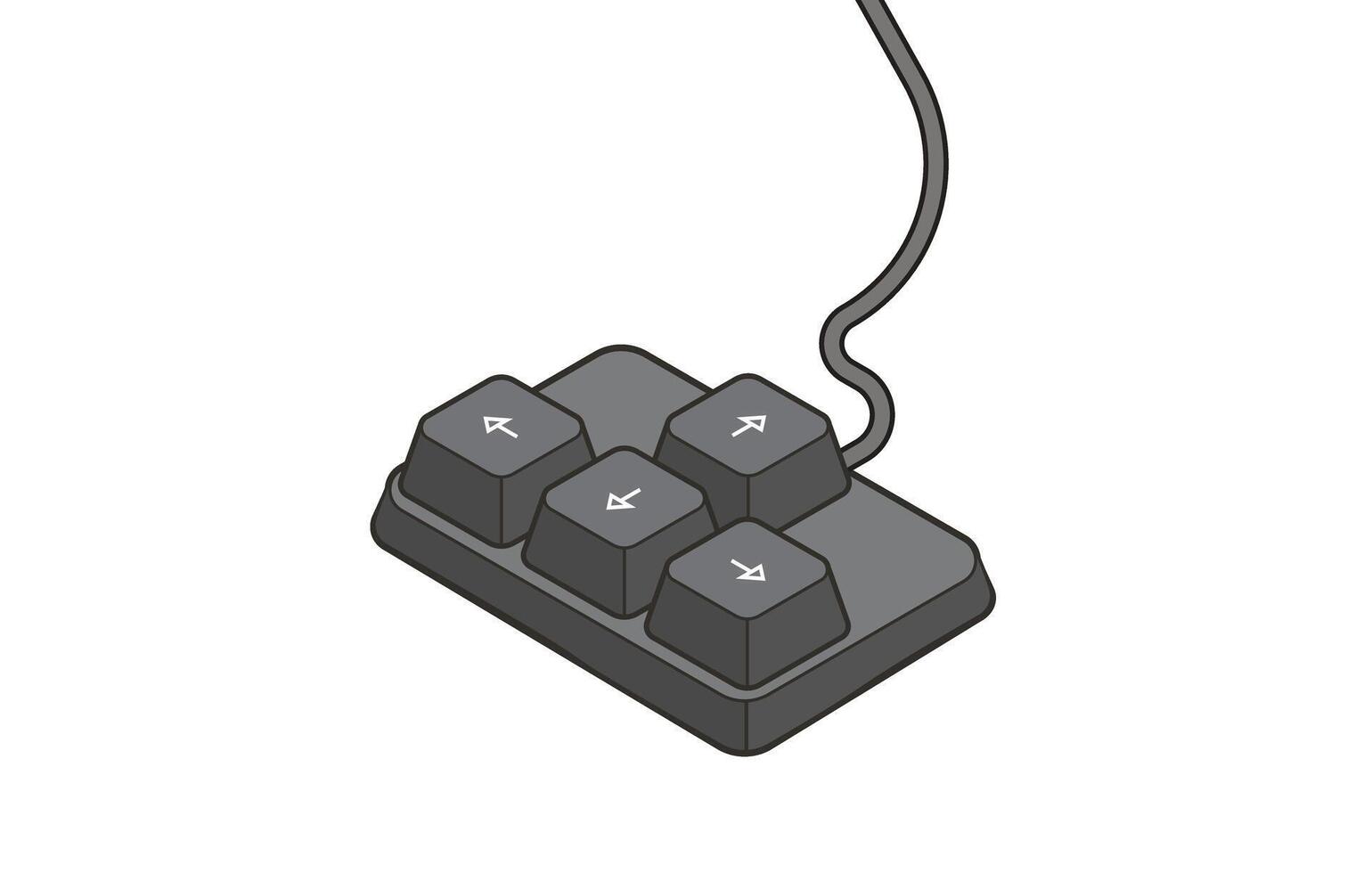 Keyboard control keys with arrow keys in simple isometric style vector