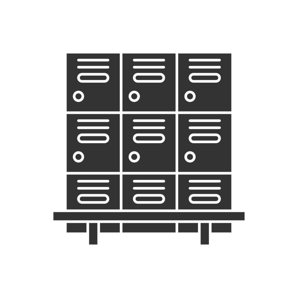 Locker room icon. filled flat sign for mobile concept and web design. Lockers and bench glyph icon. Symbol, logo illustration. graphics vector
