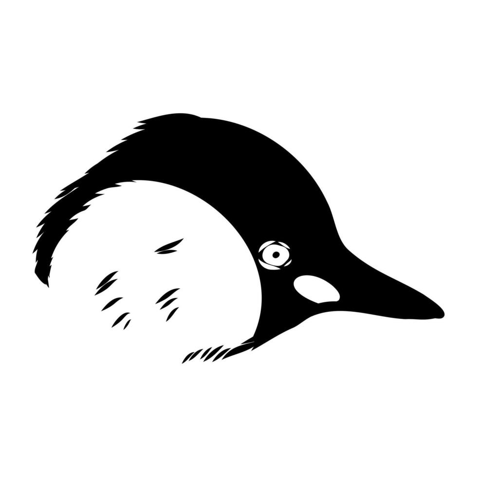 a black and white drawing of a bird's head vector