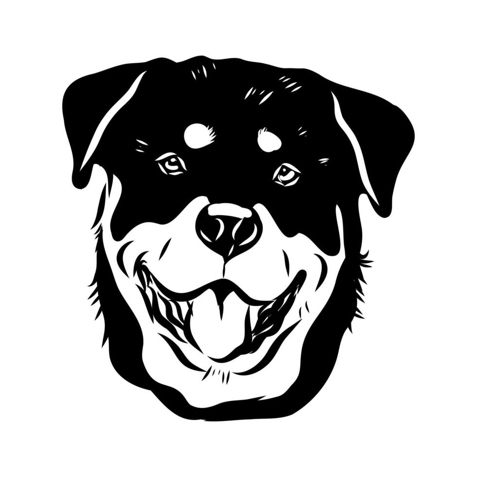 A black and white drawing of a dog's face vector