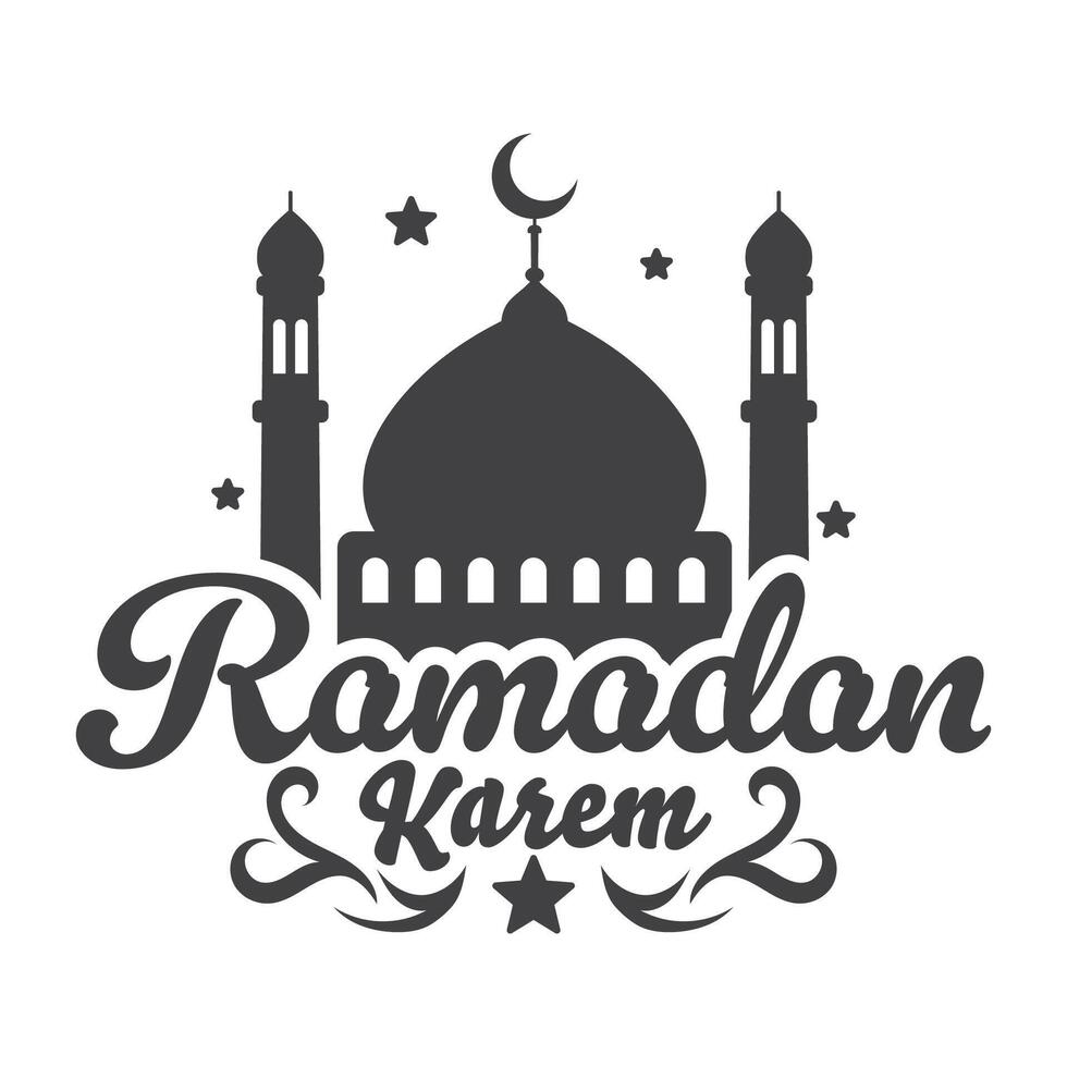 Ramadan kareem logo with mosque and stars vector