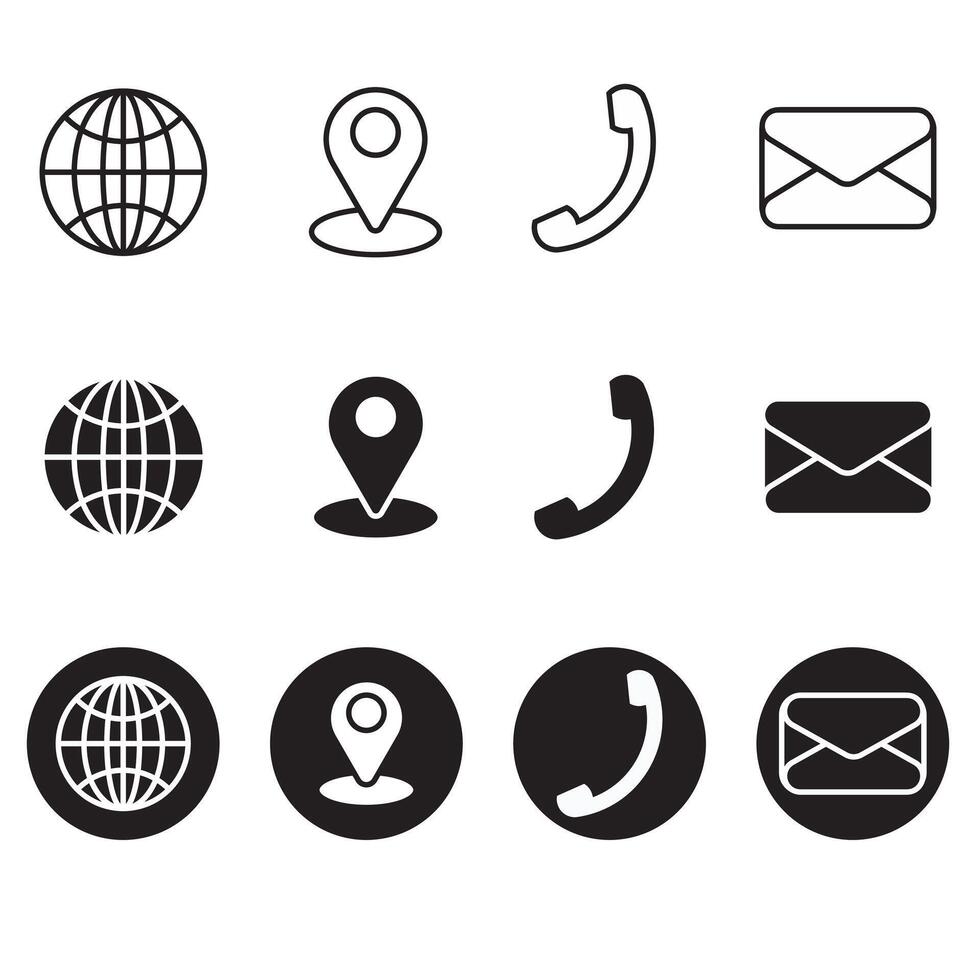 Web,location, phone, email social icon vector