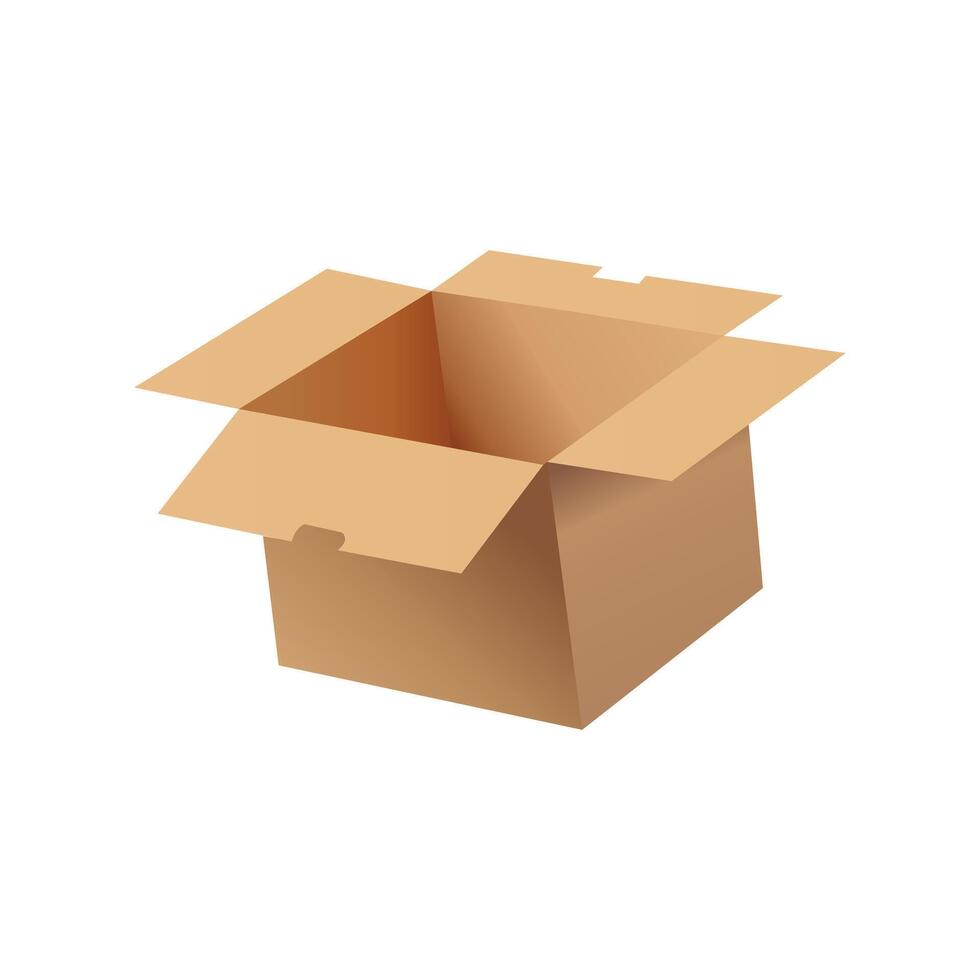 Open Cardboard Box Mockup Perfect for Packaging Design, E-commerce, and Shipping Presentations. vector