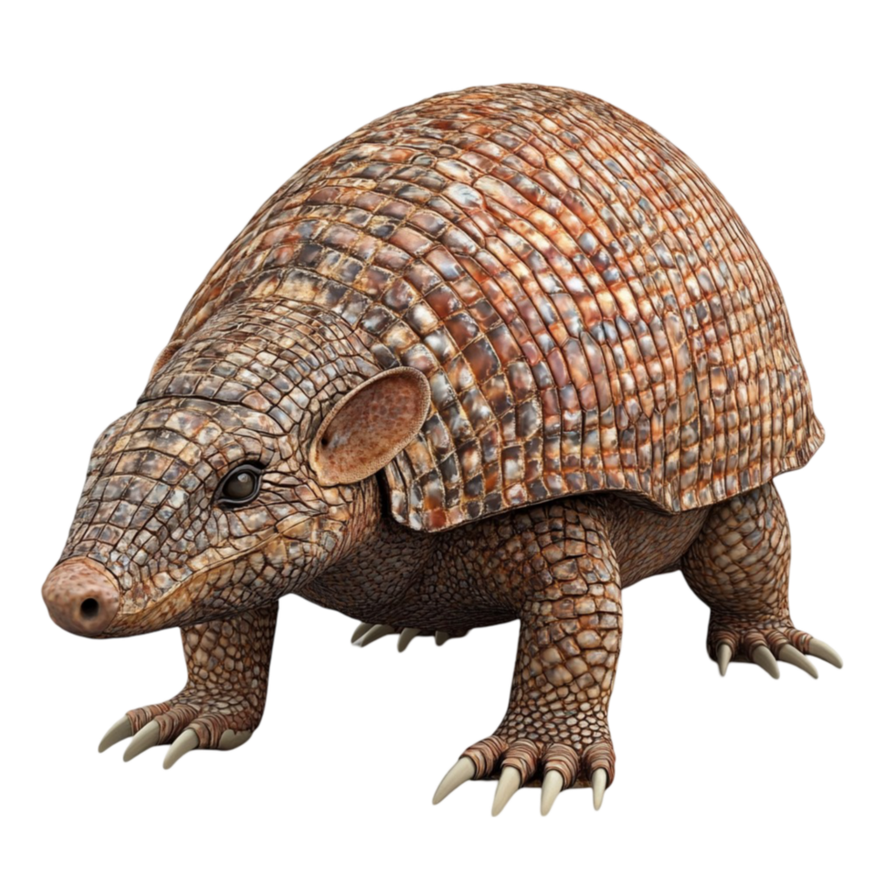 Digital Illustration of an Armadillo with Segmented Carapace png
