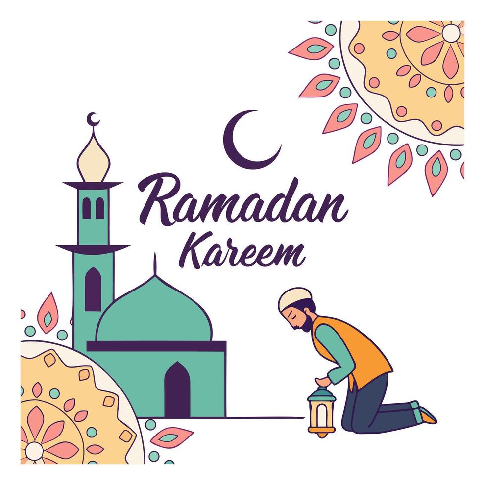Fasting and Faith, The Essence of Ramadan Kareem vector