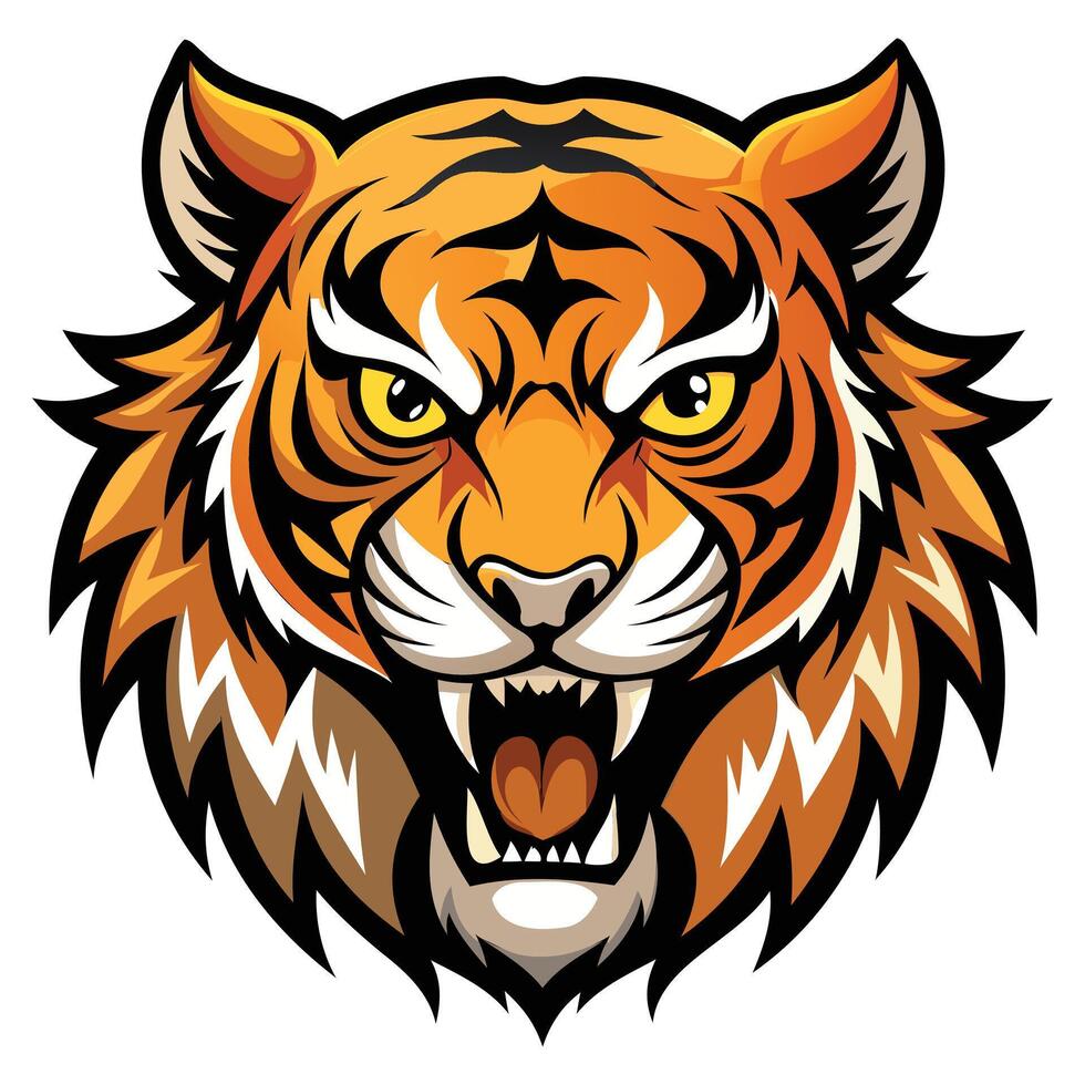 Bold and Fierce Tiger Head Illustration vector