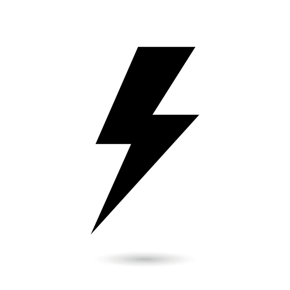 Bold Black Lightning Bolt Icon with Shadow vector