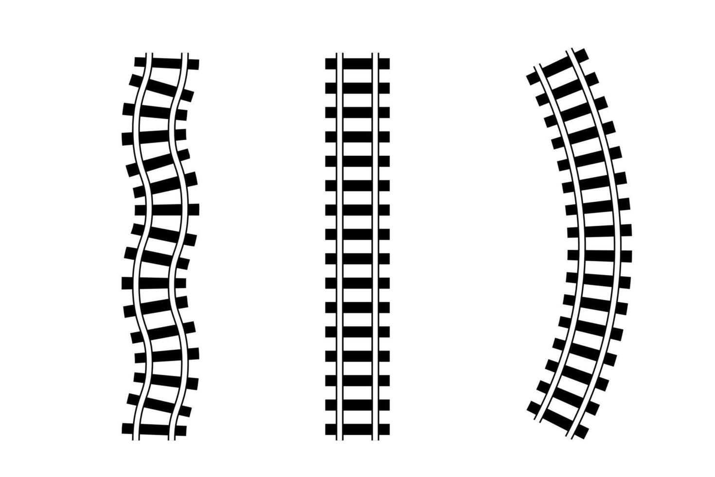 Set of Curved and Straight Railway Tracks vector