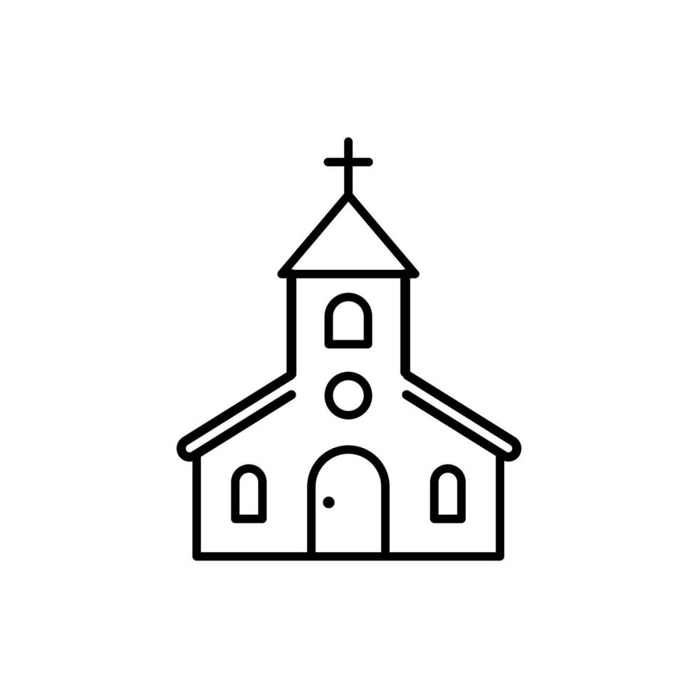 Church Icon with Cross and Simple Design vector