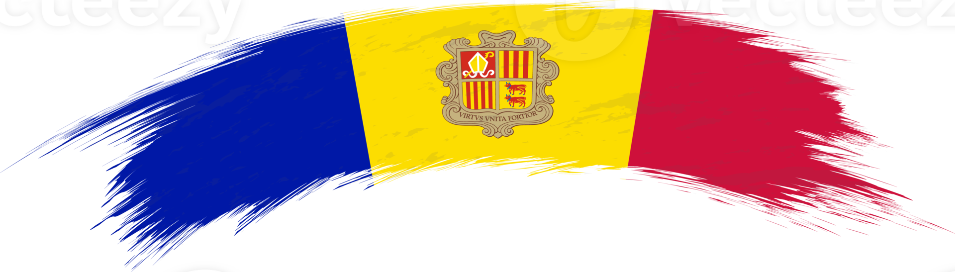 Flag of Andorra in rounded brush stroke. png