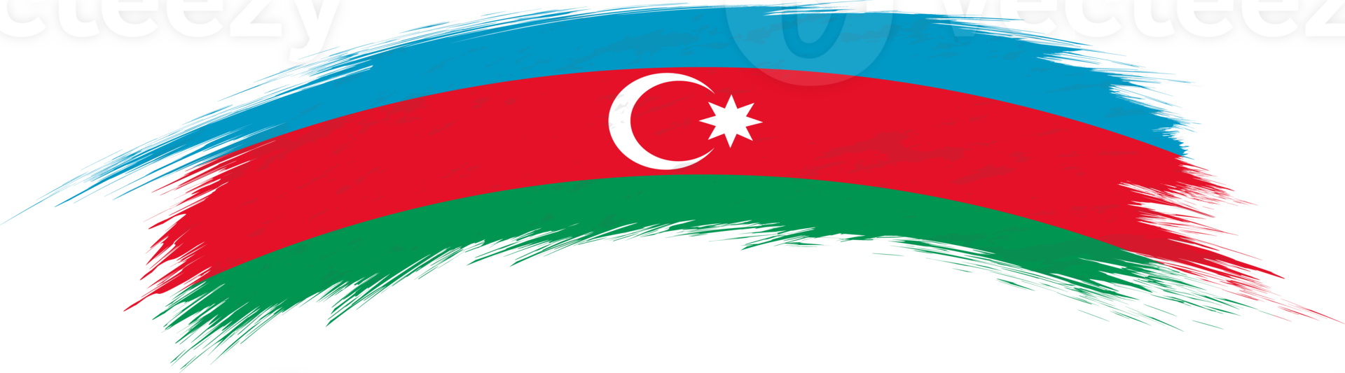 Flag of Azerbaijan in rounded brush stroke. png