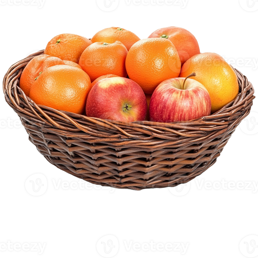 Apples in basket with oranges png