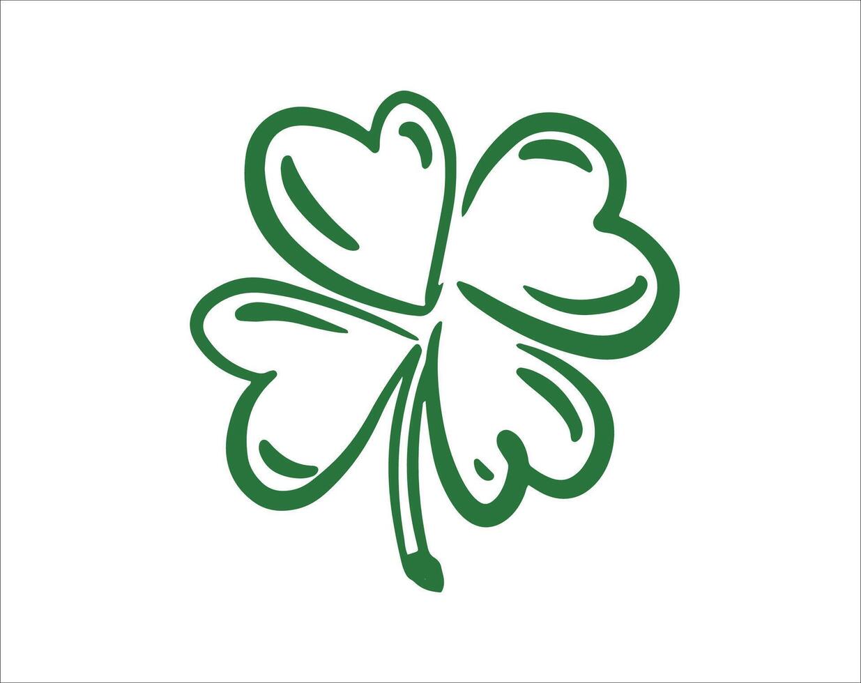 Patricks Day, Green Clover set on white, hand drawn illustrations. vector