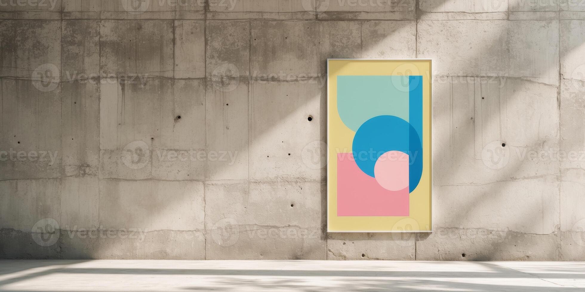 High Resolution Visual of Concrete Wall with Poster photo