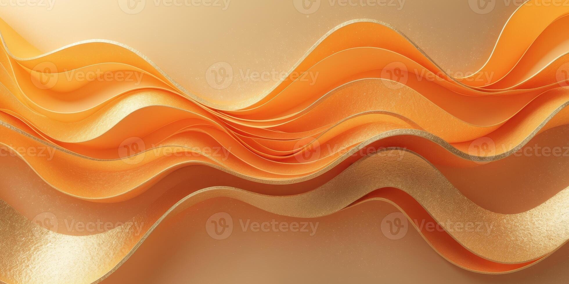 Abstract flowing orange and gold wave background with shimmering accents minimal design photo