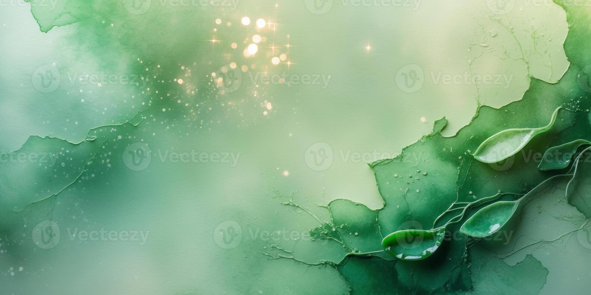 Emerald Green Gradient Watercolor Background with Jade Texture and Dreamy Light Reflections photo