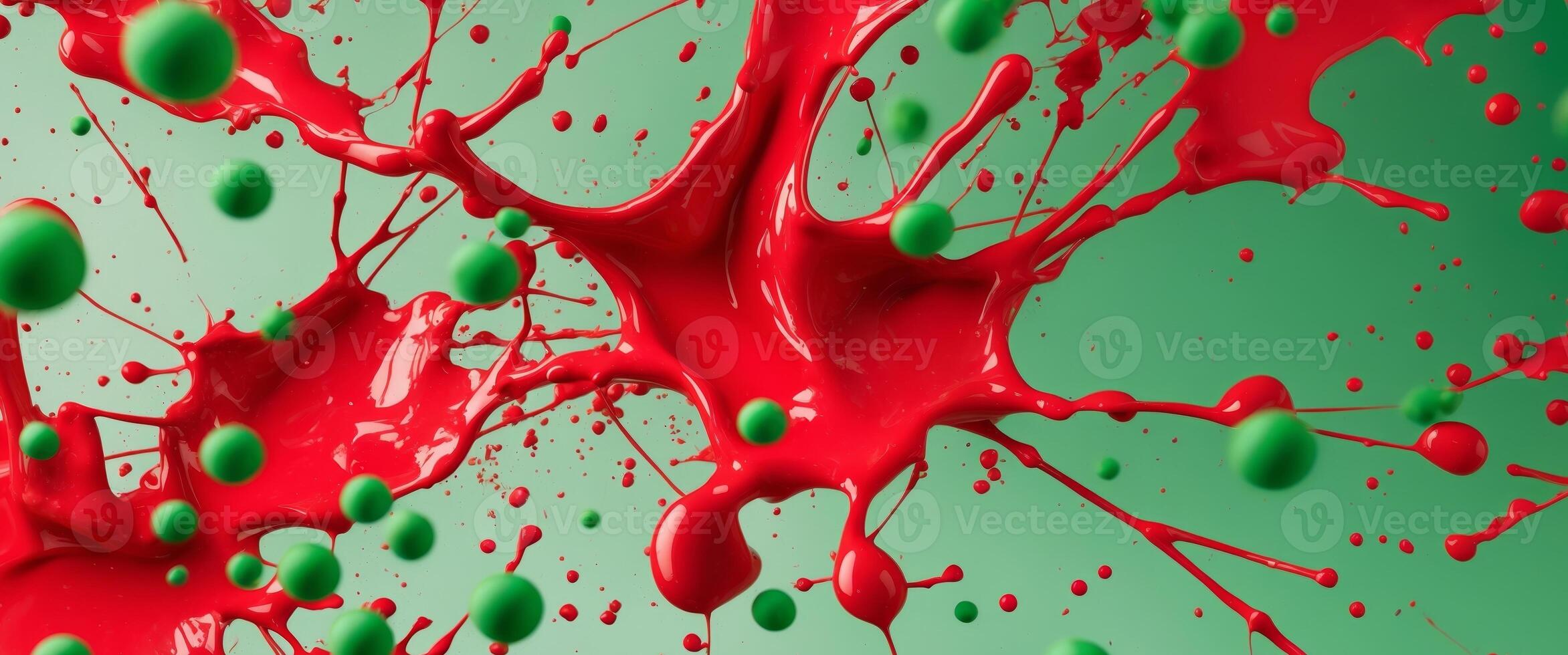 A colorful background with red splatters and green dots. photo