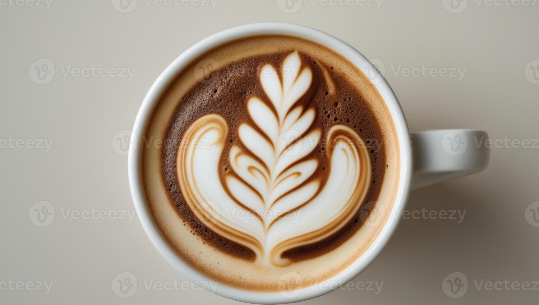 Latte Art Close Up with Creamy Foam Design. photo