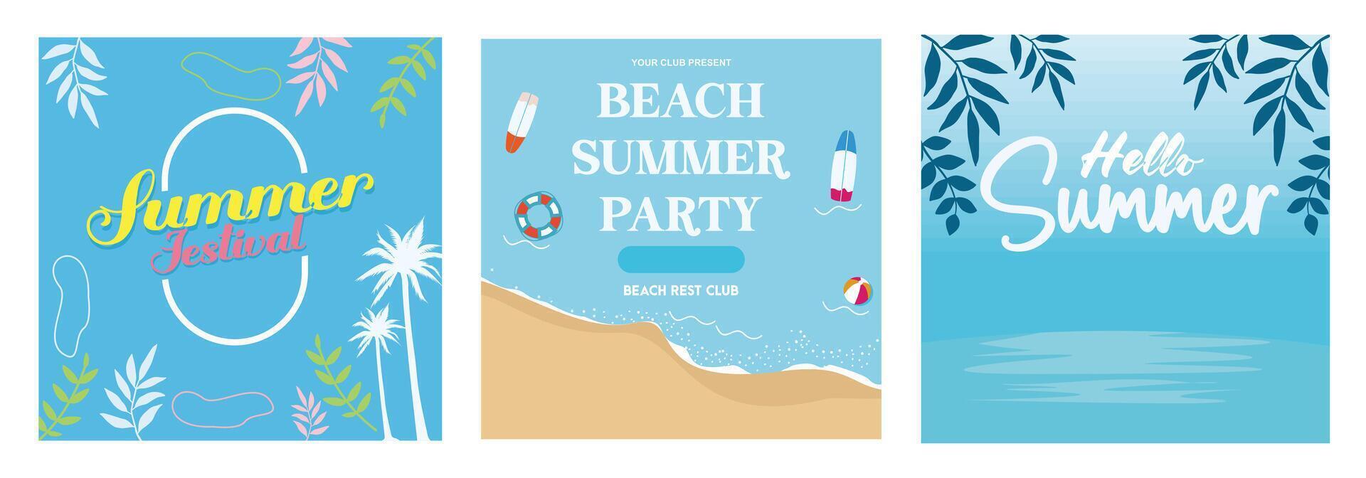 Summer party poster with tropical and beach theme. vector