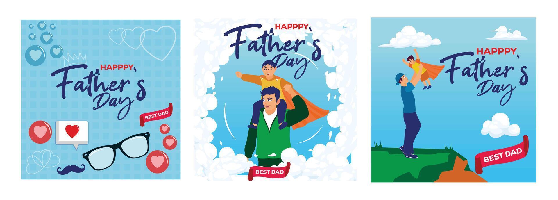 Happy Father's Day illustrations with celebratory design and family themes. vector