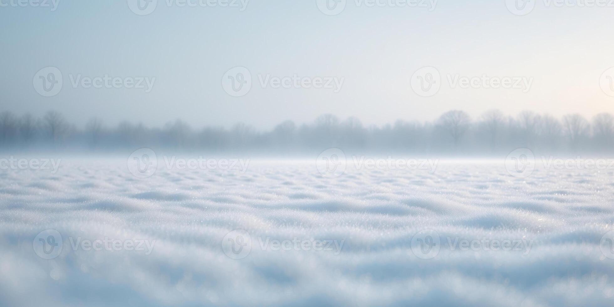 Blurred Snowy Field with Serene Winter Landscape. photo