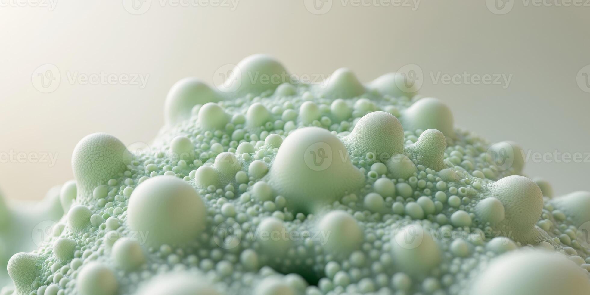 A captivating macro view of a light green organic structure with bubbly texture and round holes photo