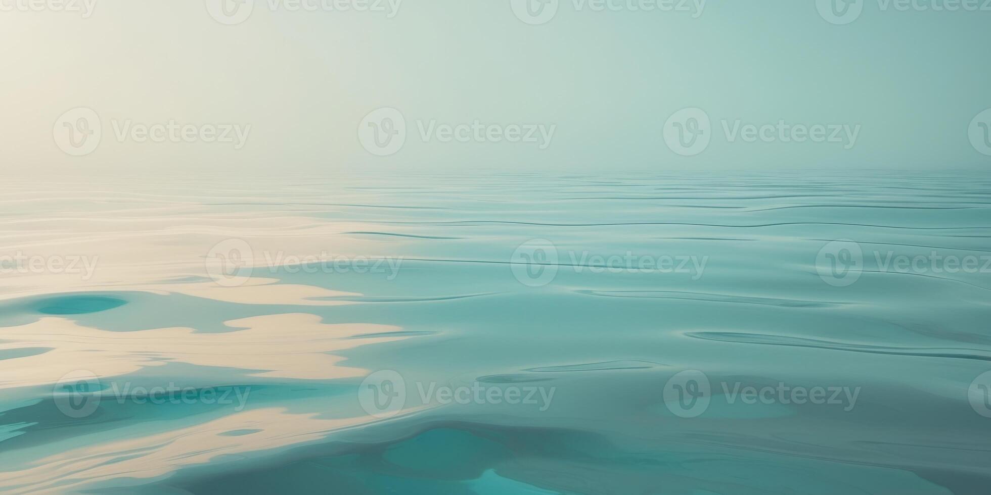 Tranquil Ocean Scene with Gradient Teal Deep Blue Reflection Light Serene Composition. photo