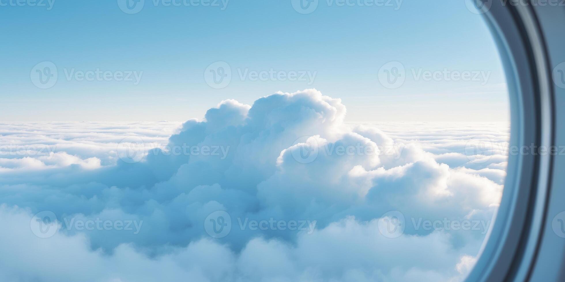 soft white cloud in blue sky outside plane photo