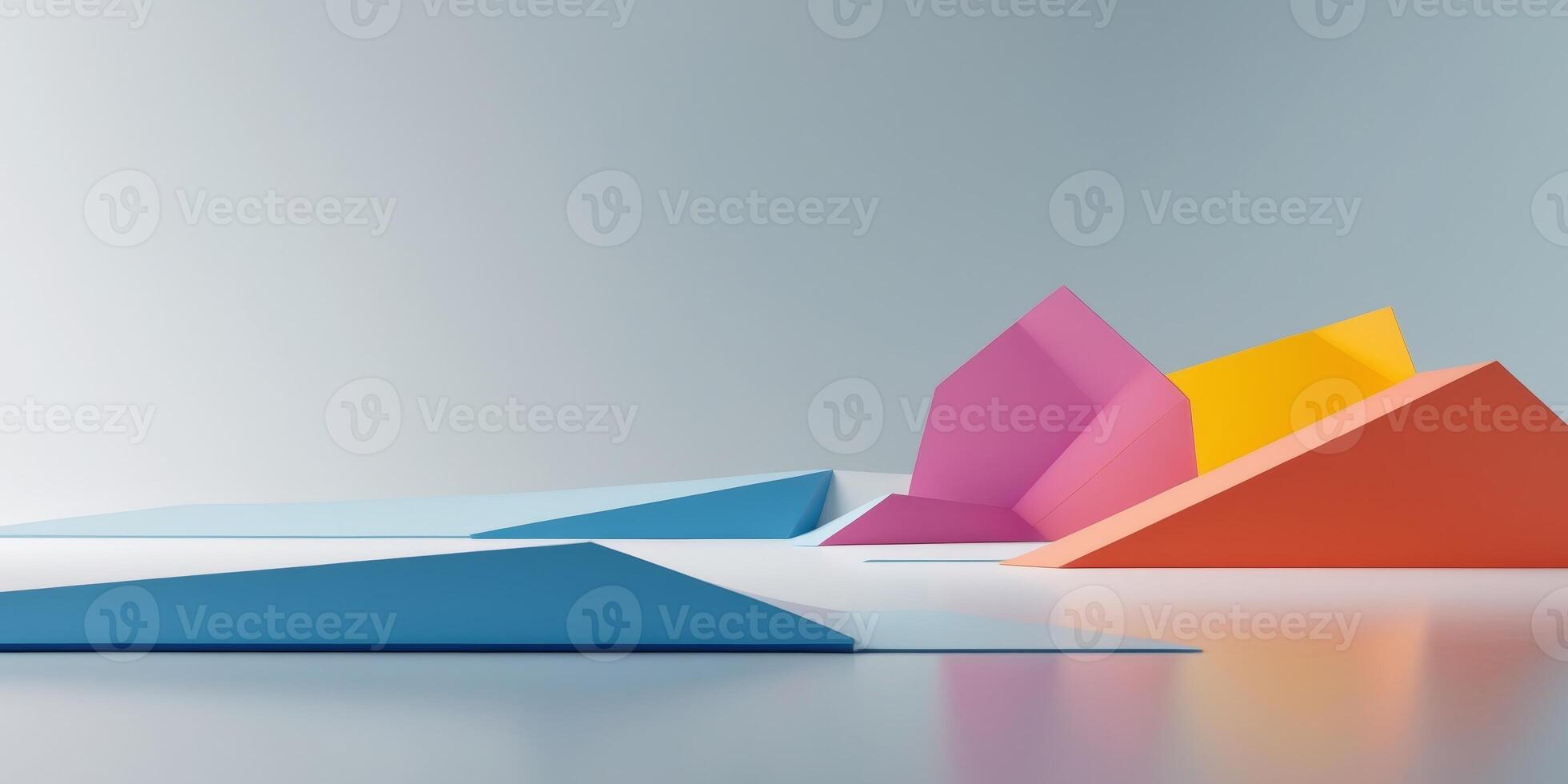 Abstract Colorful Low Polygonal Landscape. photo