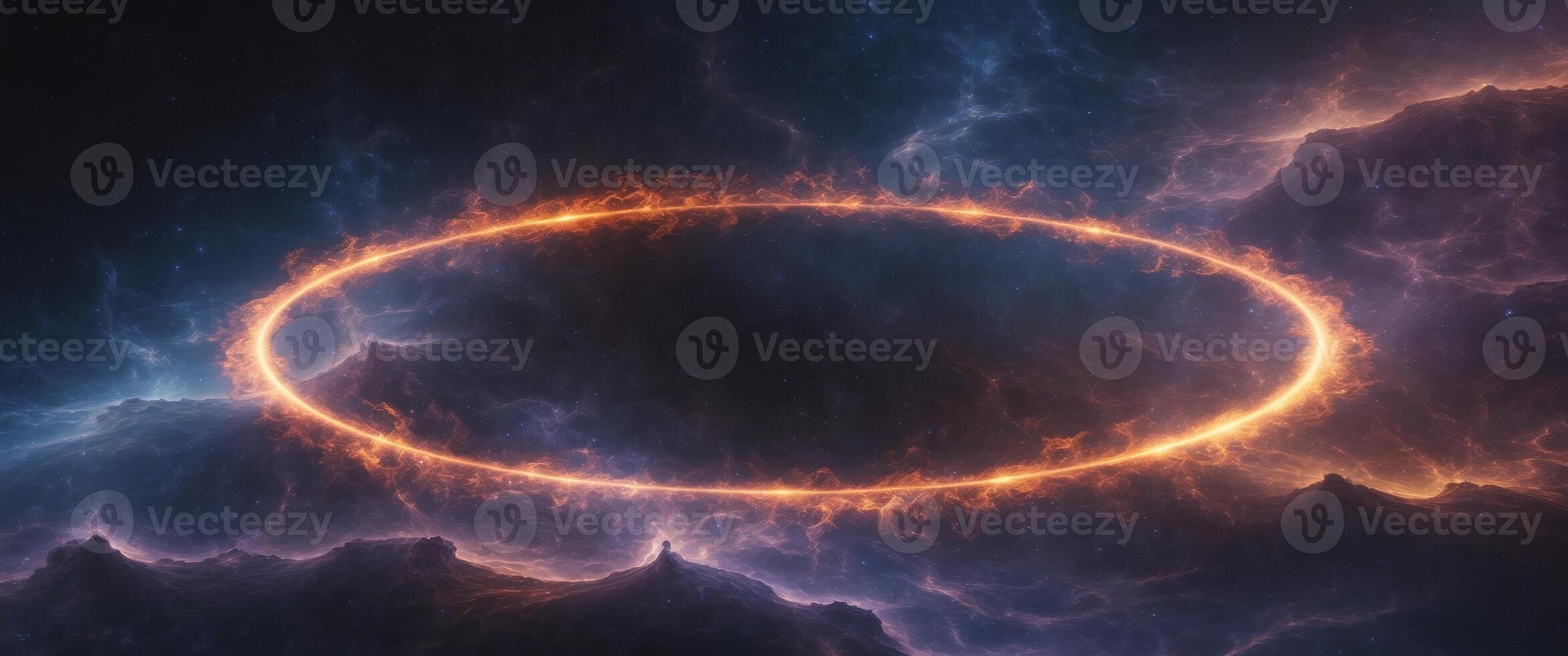 Fiery Ring Encircling Dark Nebula Cosmic Fire photo