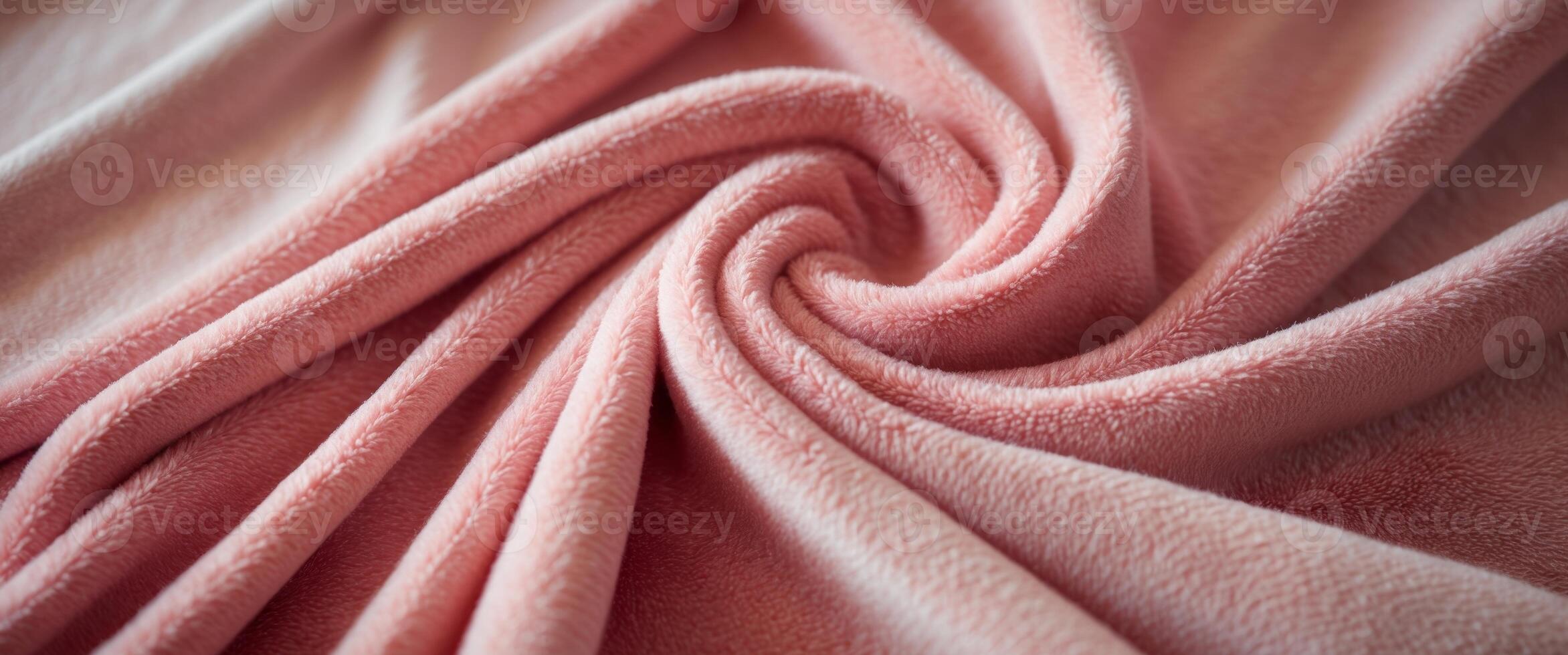 Soft Coral Pink Plush Fabric Texture Luxurious Velvet Drape Cozy Textile Background photo