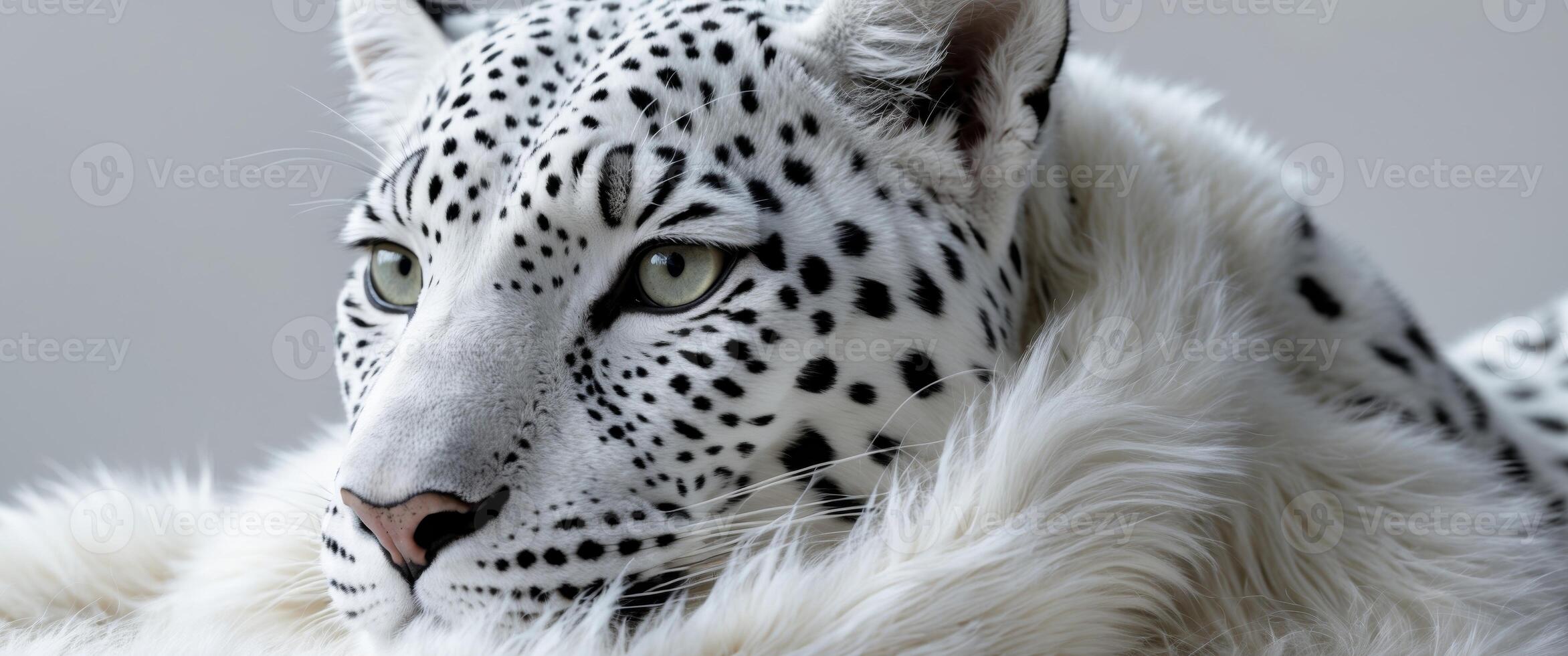 A close up mock up showcasing the stunning texture and background concept of a white leopard faux fur Perfect for adding copy space photo