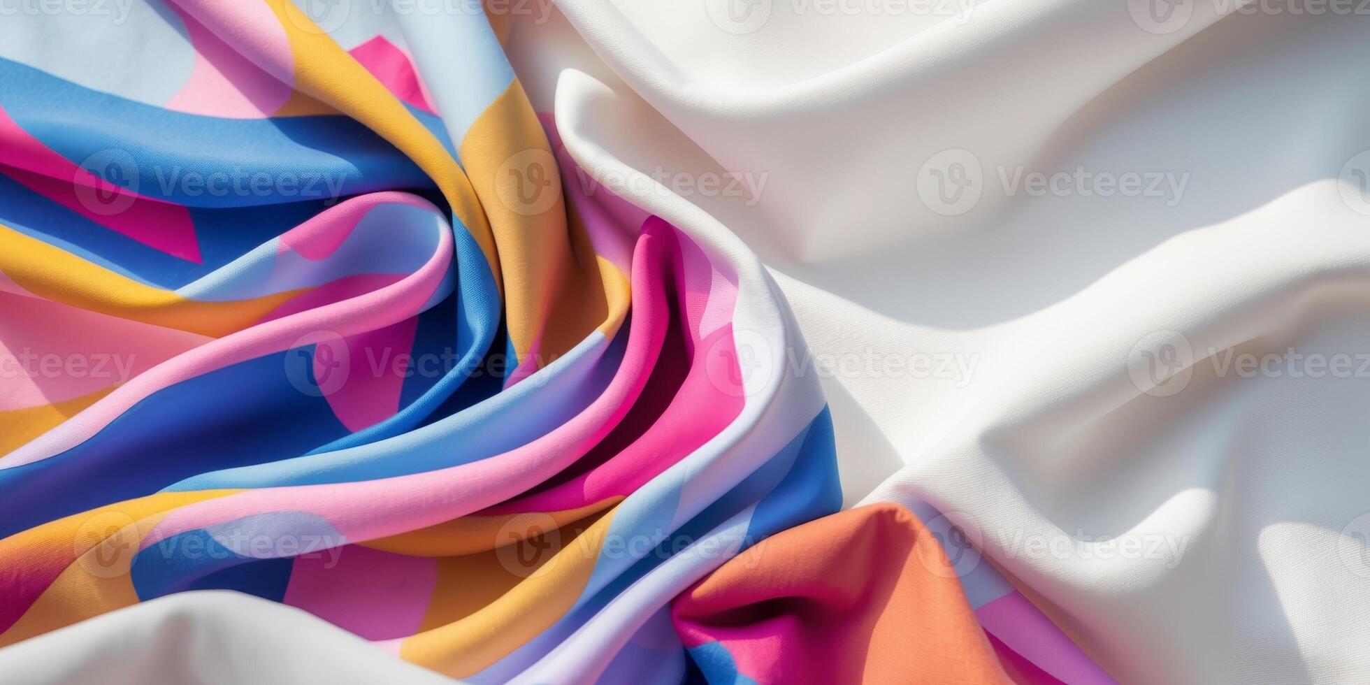 Vibrant Colors and Textures in Abstract Fabric. photo