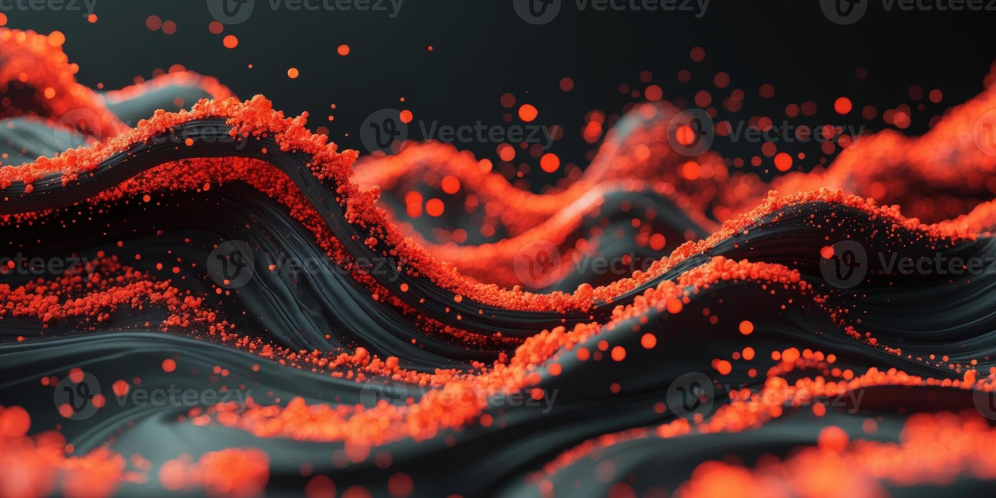 Abstract red and orange particles flowing background animation. photo