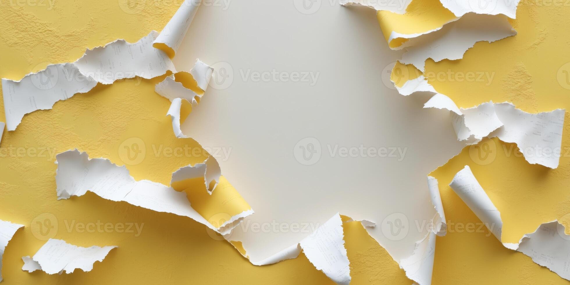 Yellow Wall with Torn Paper Edges and Copy Space for Text or Graphics. photo