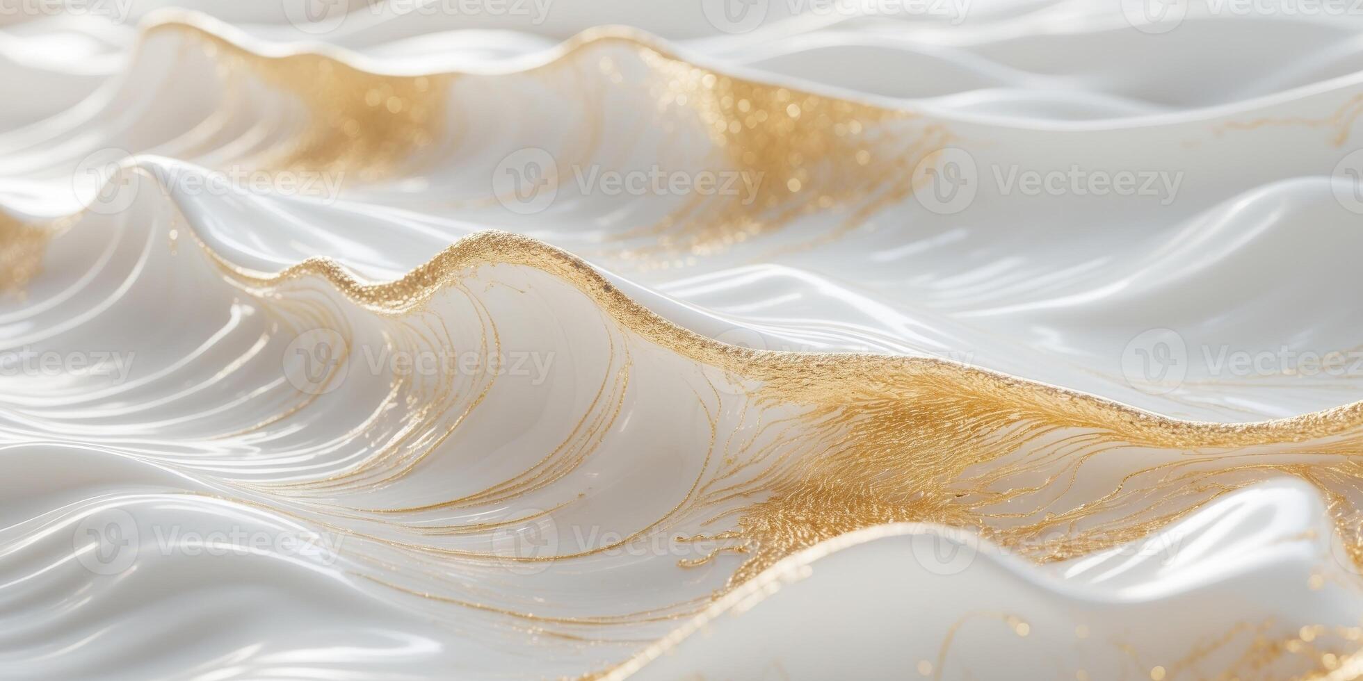 Abstract white and gold waves with shimmer. photo