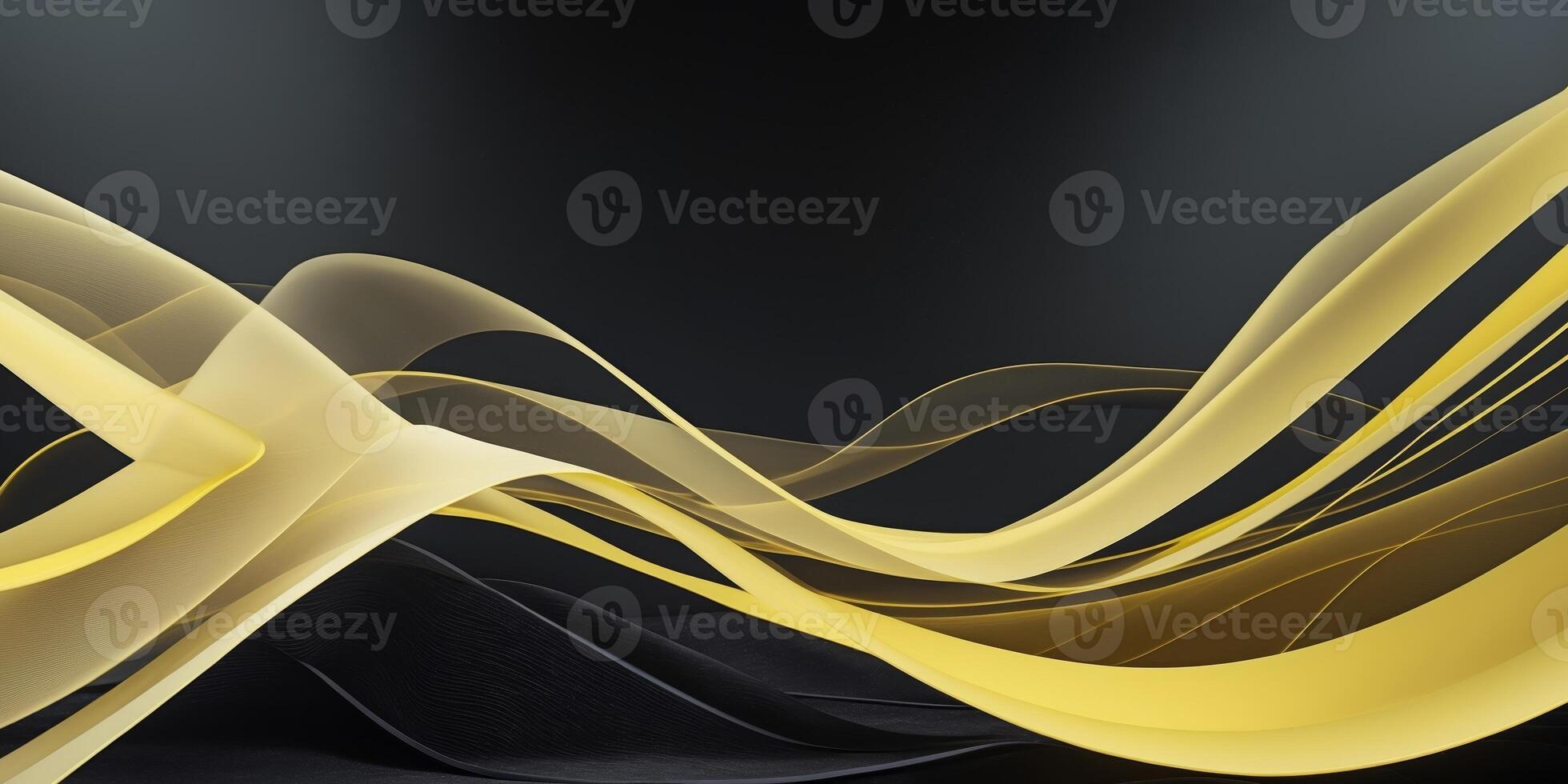 Elegant Abstract Background with Flowing Yellow Lines on a Dark Backdrop photo
