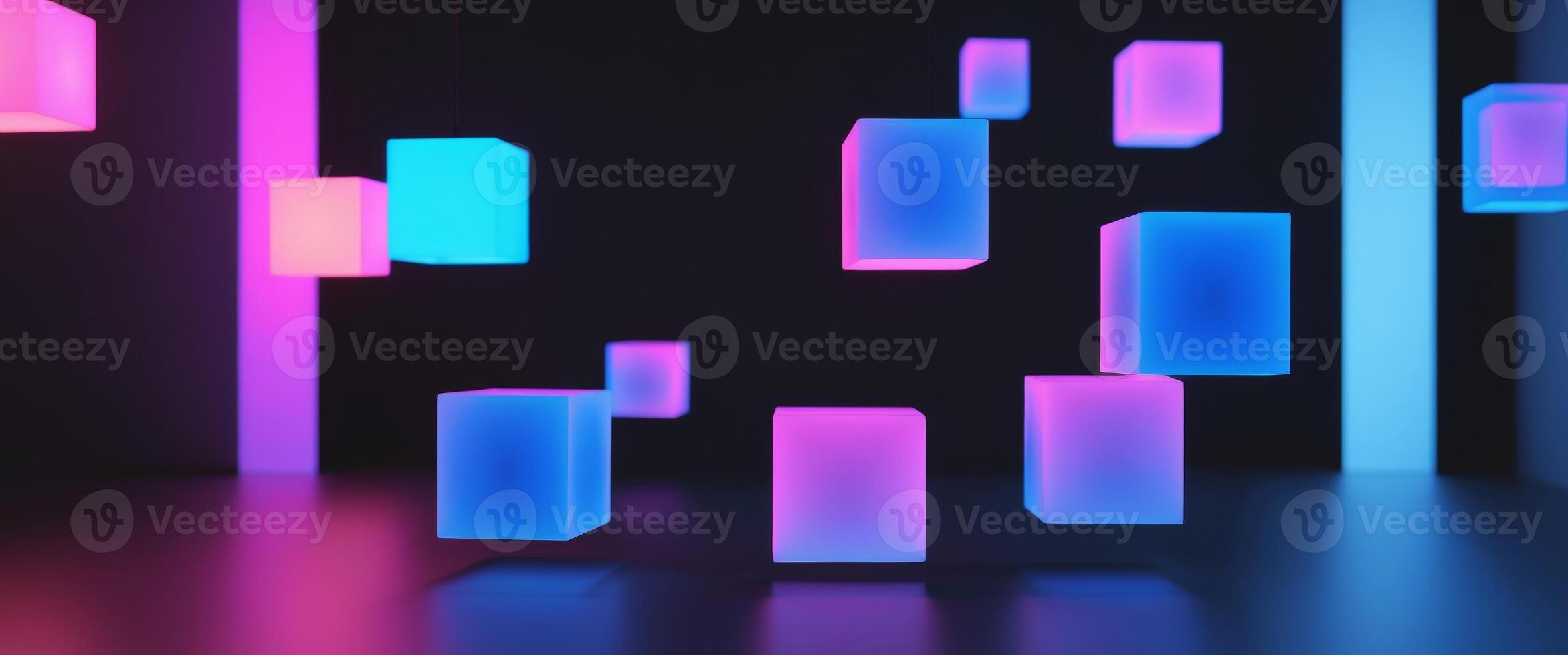 Abstract Geometric Cubes with Vibrant Gradient Illumination photo